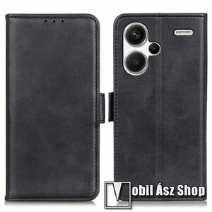WALLET notesz tok / flip tok - FEKETE - asztali tartó funkciós, oldalra nyíló, rejtett mágneses záródás, bankkártyatartó zseb, fényképtartó, szilikon belső - Xiaomi Redmi Note 13 Pro Plus 5G kép