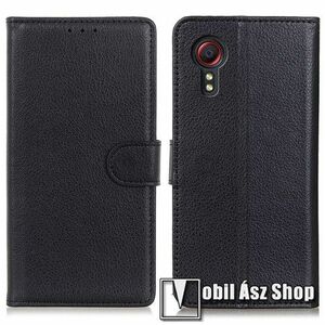 WALLET notesz tok / flip tok - FEKETE - asztali tartó funkciós, oldalra nyíló, rejtett mágneses záródás, bankkártyatartó zseb, szilikon belső - SAMSUNG Galaxy Xcover7 (SM-G556) kép