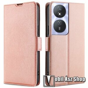 SLIM WALLET notesz / mappa tok - ROSE GOLD - oldalra nyíló, asztali tartó funkciós, bankkártyatartó, szilikon belsővel, mágneses záródás - HUAWEI Honor 90 Smart / X7b / X7b 5G / Play 50 Plus / Play 8T kép