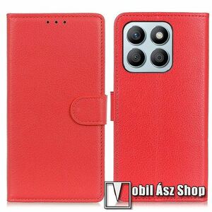 WALLET notesz tok / flip tok - PIROS - asztali tartó funkciós, oldalra nyíló, rejtett mágneses záródás, bankkártyatartó zseb, szilikon belső - HUAWEI Honor X8b kép