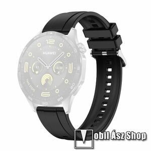 Okosóra szíj - szilikon - FEKETE - 125mm + 86mm hosszú, 18mm széles - Xiaomi Mi Watch (For China Market) / Fossil Gen 4 / HUAWEI TalkBand B5 / Watch GT 4 41mm / Garmin Venu 3S kép