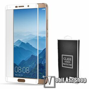 Előlap védő karcálló edzett üveg - 9H, Arc Edge, A TELJES KIJELZŐT VÉDI! - FEHÉR - HUAWEI Mate 10 Pro kép