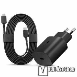 SAMSUNG hálózati töltő - Type-C aljzattal, 5V / 3000mA, 25W, PD gyorstöltés támogatás + EP-DA705BBE 1, 8m-es Type-C / Type-C kábel - FEKETE - EP-TA800EBE + EP-DW767JBE - GYÁRI kép