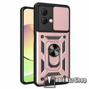 OTT! CAMSHIELD ARMOR műanyag védő tok / hátlap - ROSE GOLD - szilikon betétes, kitámasztható, fém ujjgyűrűvel, eltolható kamera védő fedéllel, tapadófelület mágneses autós tartóhoz - MOTOROLA Moto G84 kép