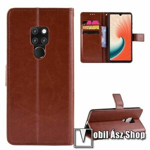 Notesz tok / flip tok - BARNA - asztali tartó funkciós, oldalra nyíló, rejtett mágneses záródás, bankkártyatartó zseb, szilikon belső - HUAWEI Mate 20 X / HUAWEI Mate 20 X 5G kép
