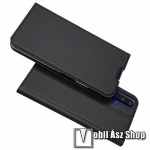 SLIM DESIGN notesz tok / flip tok - FEKETE - asztali tartó funkciós, oldalra nyíló, rejtett mágneses záródás, bankkártyatartó zseb, szilikon belső - HUAWEI Honor 20 / Honor 20S / nova 5T kép