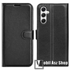 WALLET notesz tok / flip tok - FEKETE - asztali tartó funkciós, oldalra nyíló, rejtett mágneses záródás, bankkártyatartó zseb, szilikon belső - SAMSUNG Galaxy A35 5G (SM-A356) kép