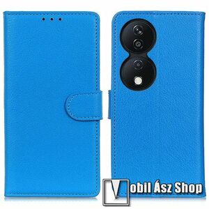 WALLET notesz tok / flip tok - KÉK - asztali tartó funkciós, oldalra nyíló, rejtett mágneses záródás, bankkártyatartó zseb, szilikon belső - HUAWEI Honor 90 Smart / X7b / X7b 5G / Play 50 Plus / Play 8T kép