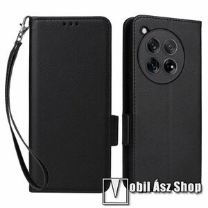 WALLET notesz tok / flip tok - FEKETE - asztali tartó funkciós, oldalra nyíló, rejtett mágneses záródás, bankkártyatartó zseb, fényképtartó, szilikon belső - OnePlus Ace 3 / 12R kép