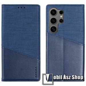 MUXMA WALLET notesz / mappa tok - KÉK - oldalra nyíló, rejtett mágneses záródás, RFID védelemmel bankkártyatartó zseb, asztali tartó funkció, szövettel és PU bőrrel bevont, szilikon belső - SAMSUNG Galaxy S24 Ultra 5G (SM-S928) kép