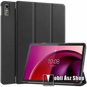 Notesz / mappa tok - FEKETE - oldalra nyíló flip cover, TRIFOLD asztali tartó funkciós, mágneses záródás, erősített sarkok, műanyag belső - Lenovo Tab M10 5G kép