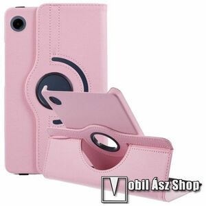 Samsung Galaxy Tab A11, A9, Tablet tok, Notesz, Mappa tok, Gumis záródás, Asztali tartó, 360°-ban elforgatható, PU bőr, Műanyag belső, Rózsaszín kép