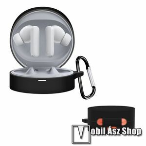 Szilikon védő tok Nothing CMF Buds Pro TWS fülhallgató-hoz - karabiner, töltőnyílás - FEKETE kép