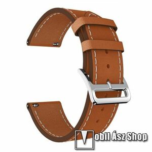 Okosóra szíj - BARNA - valódi bőr, 125 + 95mm, 23mm széles - CUBOT C3 / Fitbit Versa / ULEFONE Watch GPS / CASIO PROTREK PRT-B50-2ER / ACME SW202G / SW302 kép