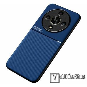 OTT! TWILL MAGNETIC szilikon védő tok / hátlap - KÉK - textúrált mintás, beépített fémlap mágneses tartóhoz, ERŐS VÉDELEM! - HUAWEI Honor Magic6 Lite / X9b / X50 kép