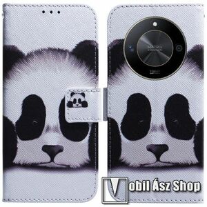 Notesz / mappa tok - PANDA MINTÁS - oldalra nyíló, rejtett mágneses záródás, bankkártyatartó zsebek, asztali tartó funkció, szilikon belső - HUAWEI Honor Magic6 Lite / X9b kép
