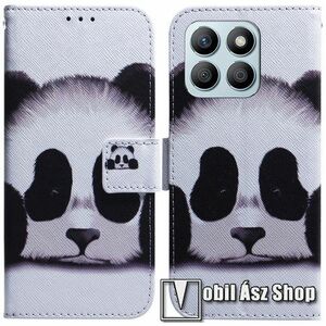 Notesz / mappa tok - PANDA MINTÁS - oldalra nyíló, rejtett mágneses záródás, bankkártyatartó zsebek, asztali tartó funkció, szilikon belső - HUAWEI Honor X8b kép