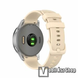 Okosóra szíj - szilikon, pontozott textúra mintás - BÉZS - 107mm+82mm hosszú, 18mm széles - GARMIN Forerunner 265S / 255S / Venu 2S / Venu 3S / Fossil Gen 4 / HUAWEI TalkBand B5 / Watch GT 4 41mm kép