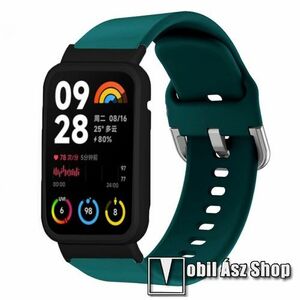 Okosóra szilikon szíj és műanyag tok (bumper) - 272mm hosszú - SÖTÉTKÉK - Xiaomi Smart Band 8 Pro kép