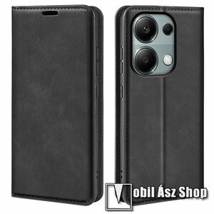 WALLET notesz tok / flip tok - FEKETE - asztali tartó funkciós, oldalra nyíló, rejtett mágneses záródás, bankkártyatartó zseb, szilikon belső - Xiaomi Redmi Note 13 Pro 4G / Poco M6 Pro 4G kép