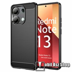OTT! CARBON szilikon védő tok / hátlap - FEKETE - karbon mintás, ERŐS VÉDELEM! - Xiaomi Redmi Note 13 4G kép