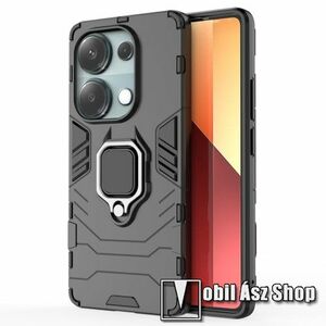 TRANSFORM PRO műanyag védő tok / hátlap - FEKETE - szilikon betétes, kitámasztható, fém ujjgyűrűvel, tapadófelület mágneses autós tartóhoz - ERŐS VÉDELEM! - Xiaomi Redmi Note 13 Pro 4G / Poco M6 Pro 4G kép