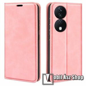 WALLET notesz tok / flip tok - RÓZSASZÍN - asztali tartó funkciós, oldalra nyíló, rejtett mágneses záródás, bankkártyatartó zseb, szilikon belső - HUAWEI Honor 90 Smart / X7b / X7b 5G / Play 50 Plus / Play 8T kép