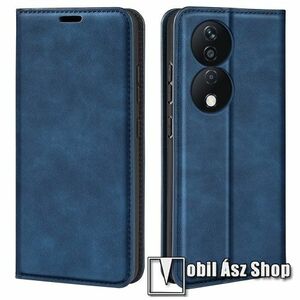 WALLET notesz tok / flip tok - SÖTÉTKÉK - asztali tartó funkciós, oldalra nyíló, rejtett mágneses záródás, bankkártyatartó zseb, szilikon belső - HUAWEI Honor 90 Smart / X7b / X7b 5G / Play 50 Plus / Play 8T kép
