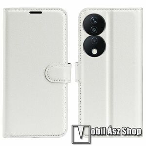 WALLET notesz tok / flip tok - FEHÉR - asztali tartó funkciós, oldalra nyíló, rejtett mágneses záródás, bankkártyatartó zseb, szilikon belső - HUAWEI Honor 90 Smart / X7b / X7b 5G / Play 50 Plus / Play 8T kép