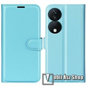 WALLET notesz tok / flip tok - VILÁGOSKÉK - asztali tartó funkciós, oldalra nyíló, rejtett mágneses záródás, bankkártyatartó zseb, szilikon belső - HUAWEI Honor 90 Smart / X7b / X7b 5G / Play 50 Plus / Play 8T kép