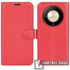 WALLET notesz tok / flip tok - PIROS - asztali tartó funkciós, oldalra nyíló, rejtett mágneses záródás, bankkártyatartó zseb, szilikon belső - HUAWEI Honor Magic6 Lite / Honor X9b kép
