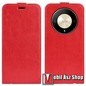 SLIM FLIP tok - PIROS - lefelé nyíló, rejtett mágneses záródás, szilikon belső, bankkártyatartó, előlapi hangszóró nyílás - HUAWEI Honor Magic6 Lite / Honor X9b kép