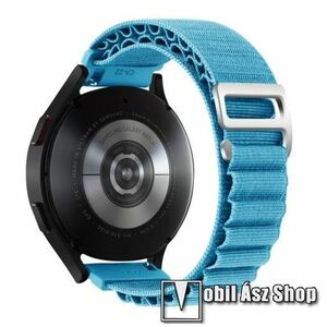 Okosóra Alpesi szíj - egybe­szőtt szövet­, Z kapocs, légáteresztő, állítható - VILÁGOSKÉK - 210mm hosszú, 22mm széles - SAMSUNG Galaxy Watch 46mm / Watch GT2 46mm / Watch GT 2e / Galaxy Watch3 45mm / Honor MagicWatch 2 46mm kép