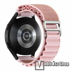 Okosóra Alpesi szíj - egybe­szőtt szövet­, Z kapocs, légáteresztő, állítható - RÓZSASZÍN - 210mm hosszú, 22mm széles - SAMSUNG Galaxy Watch 46mm / Watch GT2 46mm / Watch GT 2e / Galaxy Watch3 45mm / Honor MagicWatch 2 46mm kép