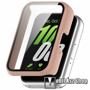 Okosóra műanyag védő tok / keret - FÉNYES RÓZSASZÍN - 9H edzett üveg előlap védő is! - SAMSUNG Galaxy Fit 3 (SM-R390N) kép