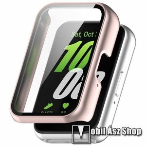 Okosóra műanyag védő tok / keret - MATT RÓZSASZÍN - 9H edzett üveg előlap védő is! - SAMSUNG Galaxy Fit 3 (SM-R390N) kép
