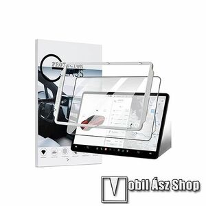 Xpro előlap védő karcálló edzett üveg fő és hátsó kijelzőre - MATT! - 1 szett, 0, 3 mm vékony, 9H, tükröződésmentes felület, felhelyezést segítő kerettel, A teljes felületén tapad! - A TELJES KIJELZŐT VÉDI - TESLA Model 3 Highland (2024) - GYÁRI kép