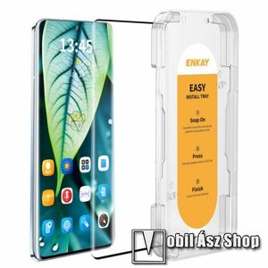ENKAY HAT PRINCE EasyInstall előlapvédő karcálló edzett üveg - FEKETE - 9H, A teljes felületén tapad + felhelyező segédkeret - A TELJES KIJELZŐT VÉDI! - HUAWEI Honor Magic6 Lite / Honor X9b / X50 / X50 GT - GYÁRI kép