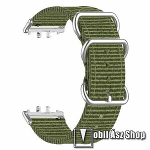 Okosóra szíj - szövet, csatos - SÖTÉTZÖLD - 120mm + 95mm hosszú - SAMSUNG Galaxy Fit 3 (SM-R390) kép