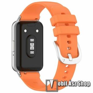 Okosóra szíj - NARANCSSÁRGA - szilikon, 123mm + 98mm hosszú, 18mm széles szíj fém adapterrel - SAMSUNG Galaxy Fit 3 (SM-R390) kép