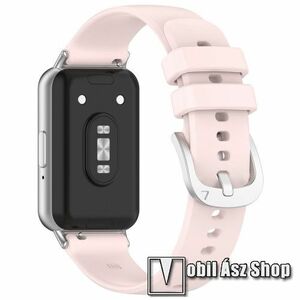 Okosóra szíj - RÓZSASZÍN - szilikon, 123mm + 98mm hosszú, 18mm széles szíj fém adapterrel - SAMSUNG Galaxy Fit 3 (SM-R390) kép