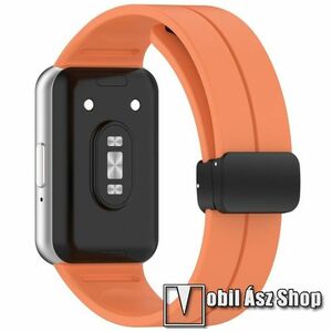 Okosóra D-gyűrűs sportszíj - NARANCSSÁRGA - szilikon, mágneses speciális csatos, 83mm + 120mm hosszú - SAMSUNG Galaxy Fit 3 (SM-R390) kép