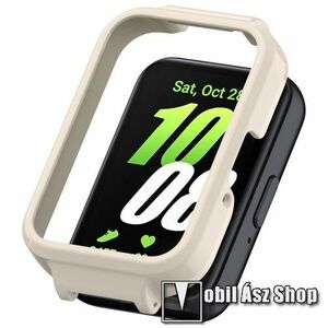 Okosóra műanyag védő tok / keret - BÉZS - beépített adapterrel, bármilyen 12mm-es teleszkópos szíjjal használható - SAMSUNG Galaxy Fit 3 (SM-R390) kép
