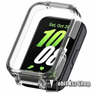 Okosóra műanyag védő tok / keret - ÁTLÁTSZÓ - beépített adapterrel, bármilyen 12mm-es teleszkópos szíjjal használható - SAMSUNG Galaxy Fit 3 (SM-R390) kép