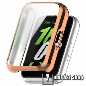 Okosóra szilikon védő tok / keret - GALVANIZÁLT ROSE GOLD - Szilikon előlapvédő is! - SAMSUNG Galaxy Fit 3 (SM-R390) kép