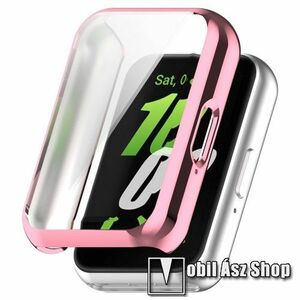 Okosóra szilikon védő tok / keret - GALVANIZÁLT RÓZSASZÍN - Szilikon előlapvédő is! - SAMSUNG Galaxy Fit 3 (SM-R390) kép