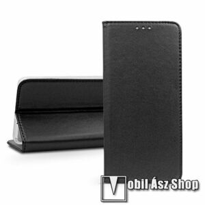 Notesz tok / flip tok - FEKETE - asztali tartó funkciós, oldalra nyíló, rejtett mágneses záródás, bankkártyatartó zseb, szilikon belső - SAMSUNG Galaxy A35 5G (SM-A356) kép