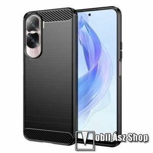 Techsuit szilikon védő tok / hátlap - FEKETE - karbon mintás, ERŐS VÉDELEM! - HUAWEI Honor X50i / Honor 90 Lite kép