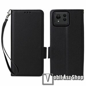 WALLET notesz tok / flip tok - FEKETE - asztali tartó funkciós, oldalra nyíló, rejtett mágneses záródás, bankkártyatartó zseb, fényképtartó, szilikon belső - ASUS Zenfone 11 Ultra (AI2401) kép
