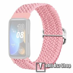 Huawei Band 10, Band 9, 9 NFC, 8, 8 NFC, KALEBOL okosóra szíj, Fonott szövet, Sztreccses, Légáteresztő, Csatos, 120mm-től-180mm-ig állítható méret, Rózsaszín kép